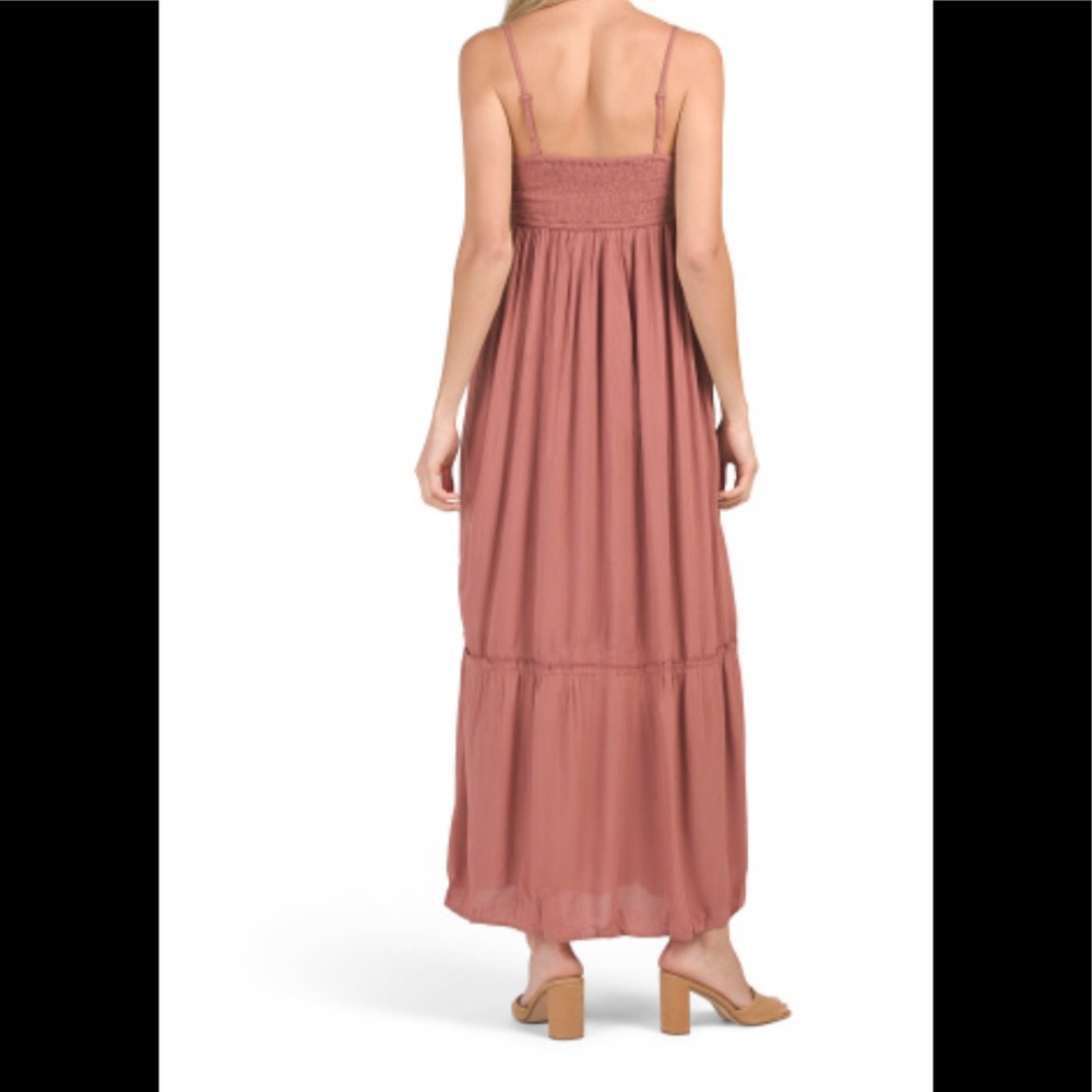 Pink Rose Crinkle Gauze Tiered Maxi Dress - Picture 2 of 3
